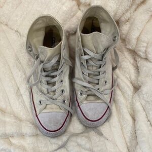 Converse Cream High-Top Sneakers with Red Accents